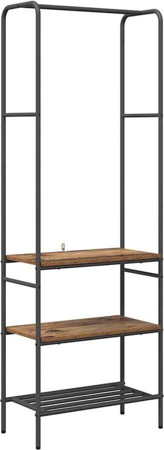 VidaXL Kledingrek met planken Oud hout 60 x 30 x 171 cm Bewerkt hout