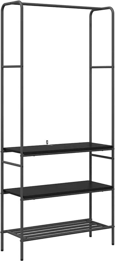 VidaXL Kledingrek met planken Zwart eiken 77 x 30 x 171 cm