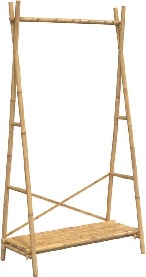 VidaXL Kledingrek met Schap 102x50x190 cm Bamboe Kledingrek Bamboekledingrek Kledingkast Garderobe Opbergmeubels Hangplank Wandkapstok Klein Wonen