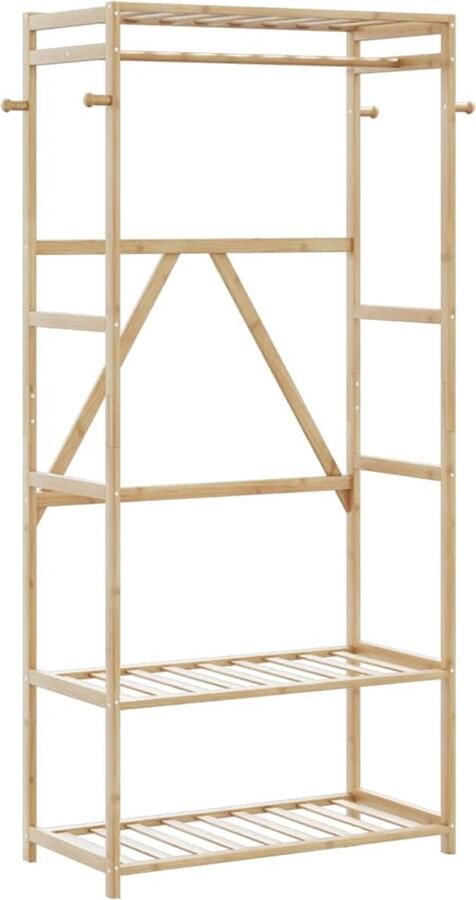 VidaXL Kledingrek met schappen 80x40x175 cm bamboe