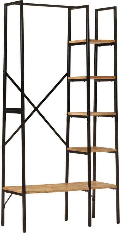VidaXL Kledingrek met schappen 90x40x190 cm massief mangohout en ijzer
