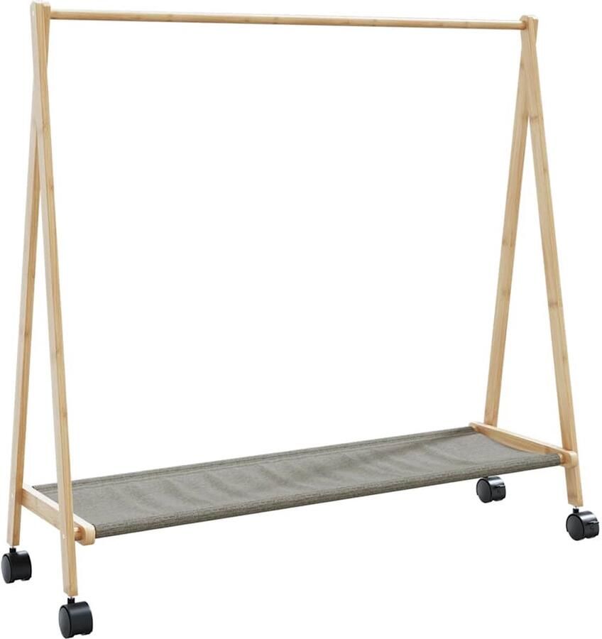 VidaXL Kledingrek met schappen en wielen 106x34x106 5 cm bamboe