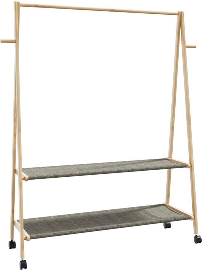 VidaXL Kledingrek met schappen en wielen 132x45 5x155 5 cm bamboe