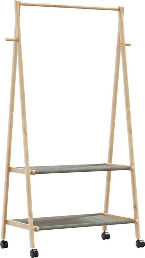 VidaXL Kledingrek met schappen en wielen 96x45 5x155 5 cm bamboe