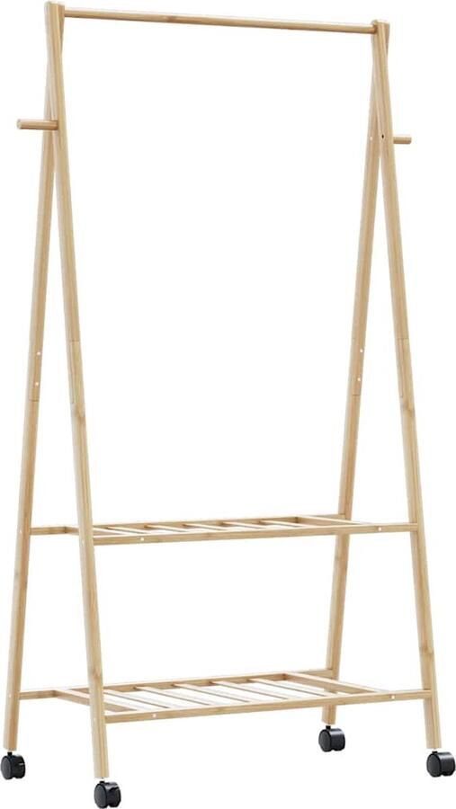 VidaXL Kledingrek met schappen en wielen 96x45 5x155 5 cm bamboe