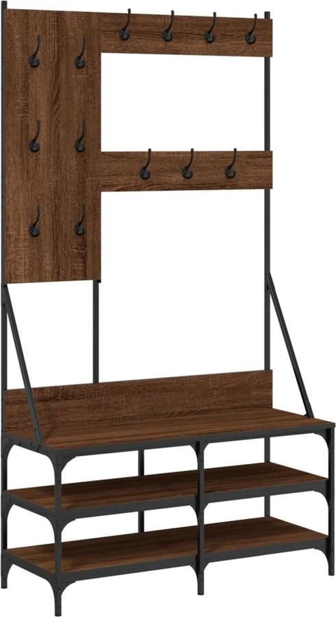 VidaXL -Kledingrek-met-schoenenrek-100x40x184-cm-bruineikenkleurig