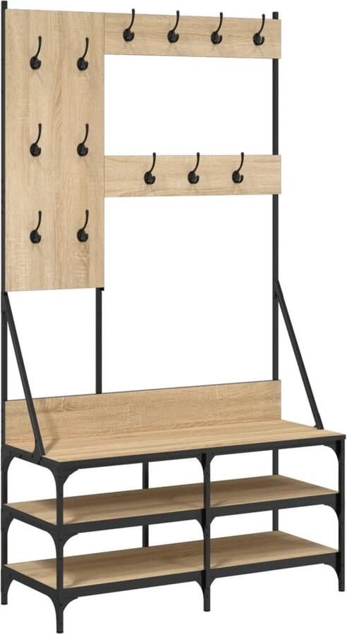 VidaXL -Kledingrek-met-schoenenrek-100x40x184-cm-sonoma-eikenkleurig