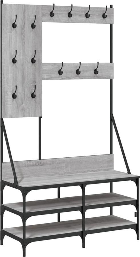 VidaXL -Kledingrek-met-schoenenrek-100x40x184cm-grijs-sonoma-eikenkleur