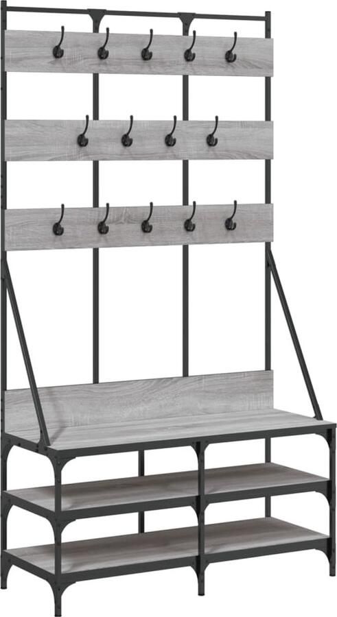 VidaXL -Kledingrek-met-schoenenrek-100x40x184cm-grijs-sonoma-eikenkleur - Foto 2