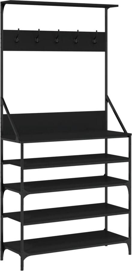 VidaXL -Kledingrek-met-schoenenrek-90x34x184-cm-zwart