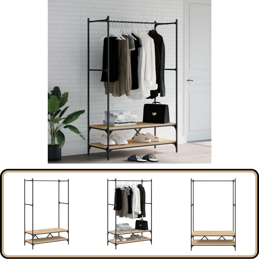 VidaXL Kledingrek Sonoma Eiken 100x45x162 5 cm Kapstok Houten Kapstok Garderobe Entreehal Kleedkamer