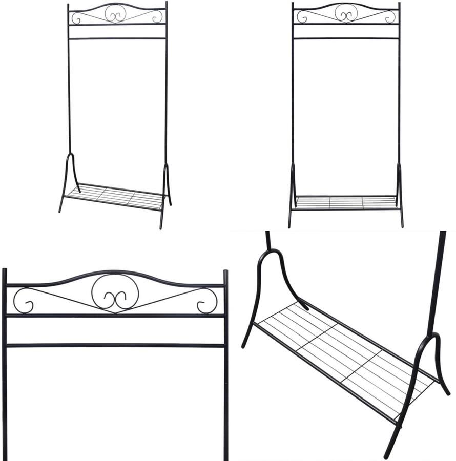 VidaXL Kledingrek staal zwart Kledingrek Kledingrekken Kledinghouder Kledinghouders