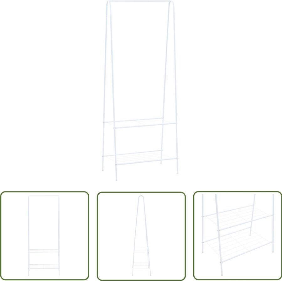 VidaXL Kledingrek Wit 59x35x150 cm Staal Kledingrek Kasten Wandkast Staalkast Witte Kast Dressoir Opbergoplossing Garderobe Bergruimte Minimalistisch Meubilair Modern Meubilair