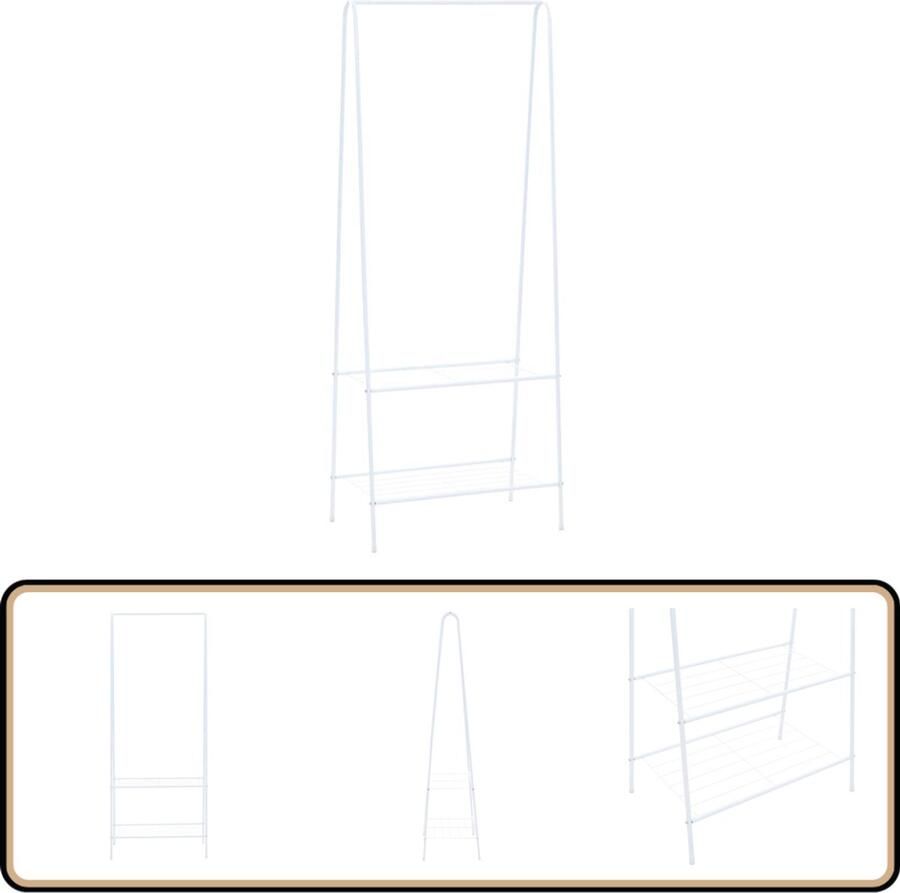 VidaXL Kledingrek Wit 59x35x150 cm Staal Kledingrek Kasten Wandkast Staalkast Witte Kast Dressoir Opbergoplossing Garderobe Bergruimte Minimalistisch Meubilair Modern Meubilair - Foto 2