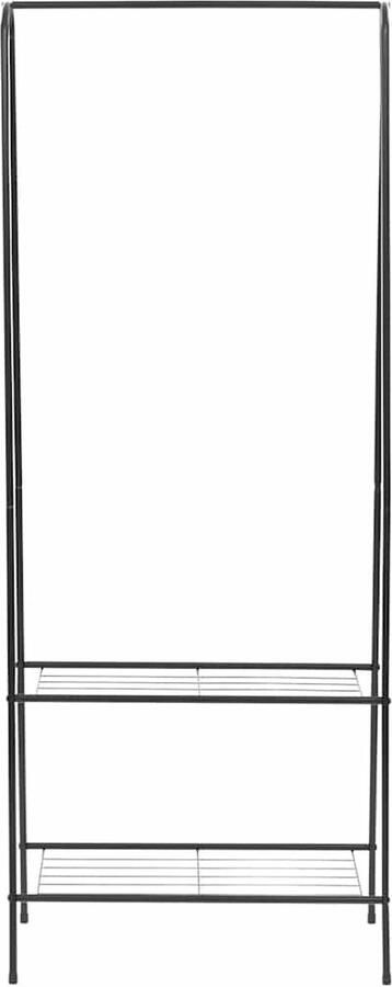 The Living Store Kledingrek Zwart 59 x 35 x 150 cm Met 2 schappen Kledingrek Kasten Wandplank Opbergkast Organisatie - Foto 2