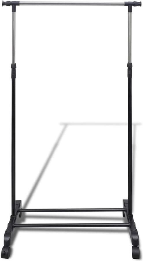 VidaXL Kledingrekken Verstelbaar 2 stuks Zwart Kledingrek Kledinghanger Garderobe Kasten Dressoir Hangrails Meubel