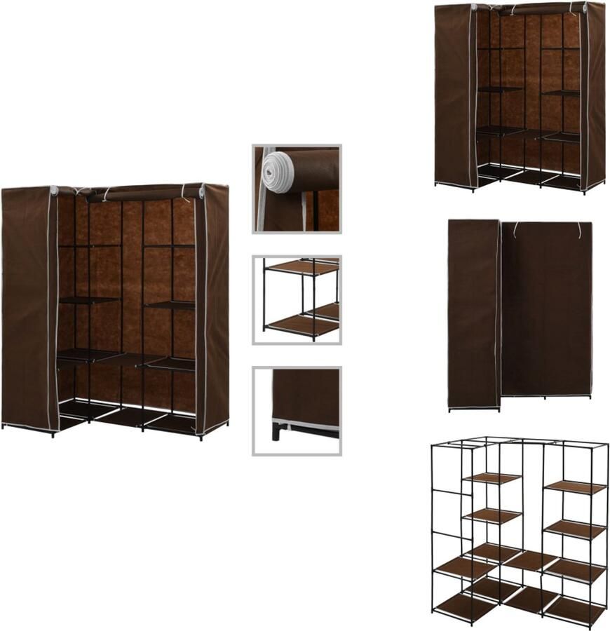 VidaXL Klerenkast Klerenkasten Kledingkast Kledingkasten Hoekkledingkast 130x87x169 cm bruin