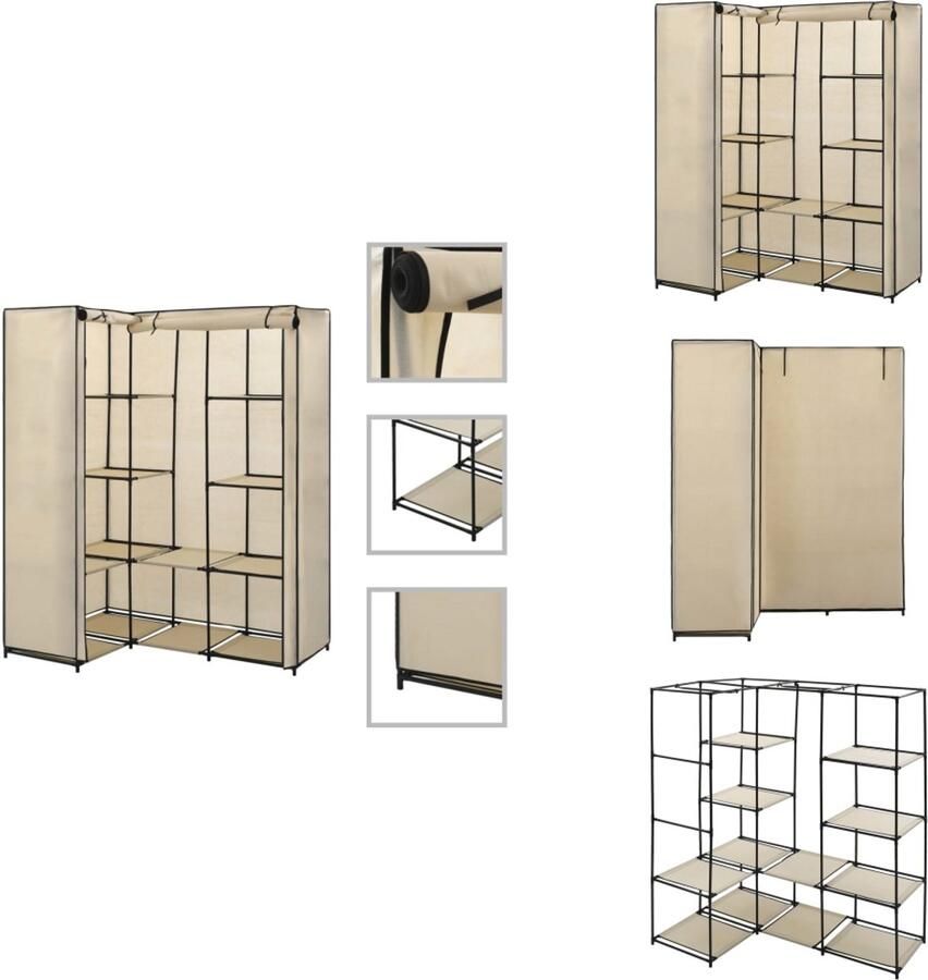 VidaXL Klerenkast Klerenkasten Kledingkast Kledingkasten Hoekkledingkast 130x87x169 cm crème