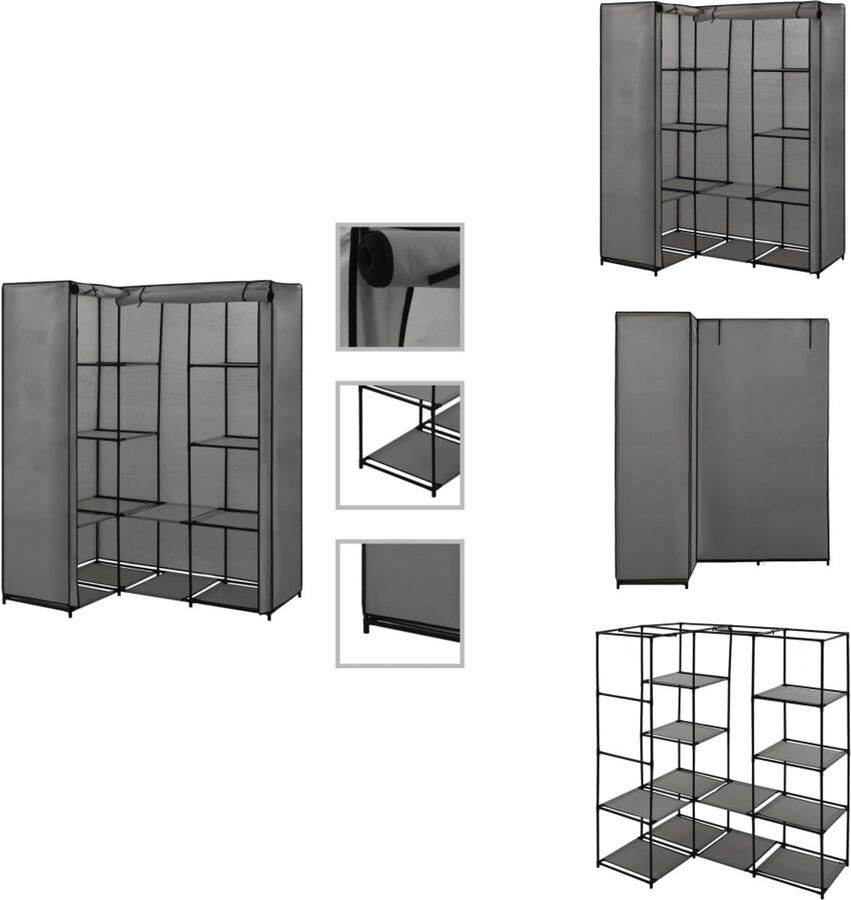 VidaXL Klerenkast Klerenkasten Kledingkast Kledingkasten Hoekkledingkast 130x87x169 cm grijs