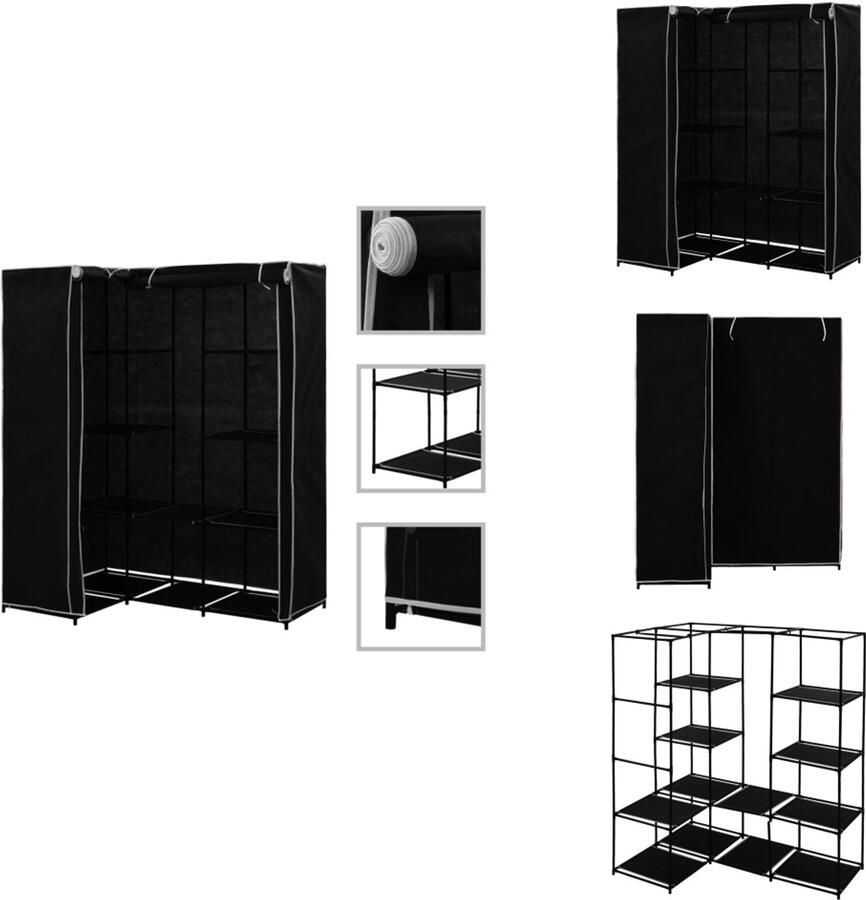 VidaXL Klerenkast Klerenkasten Kledingkast Kledingkasten Hoekkledingkast 130x87x169 cm zwart