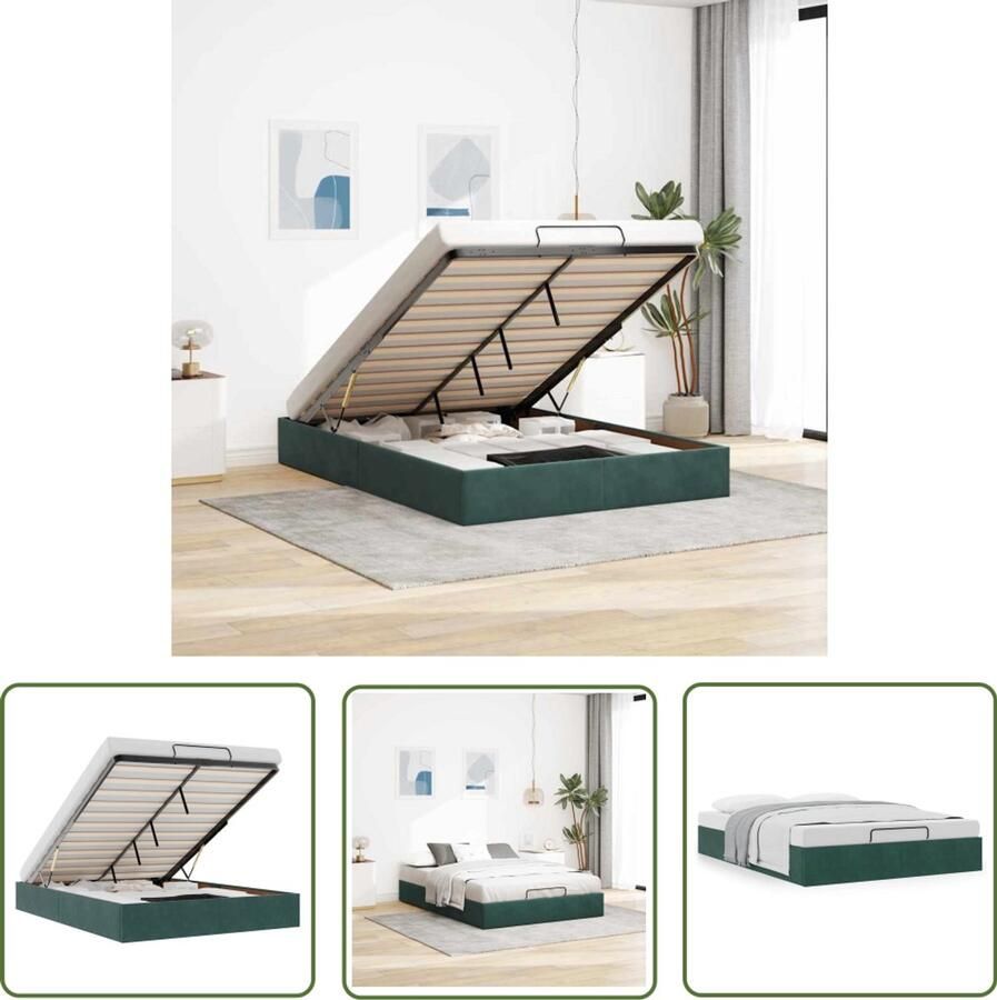 VidaXL Klik Mechanisme Dynamische Sleutel Ottoman bedframe zonder matras 140x190 cm fluweel donkergroen Gereedschapset Draai Moment Inch Pounds