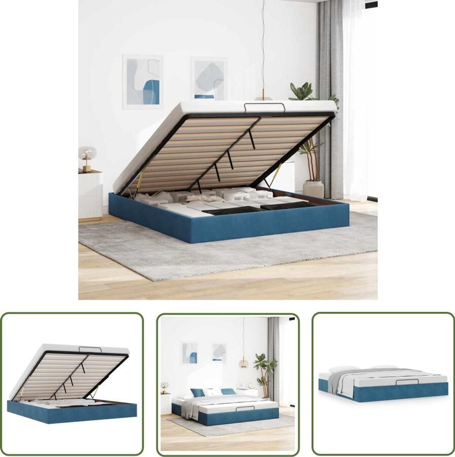 VidaXL Klik Mechanisme Dynamische Sleutel Ottoman bedframe zonder matras 160x200 cm fluweel donkerblauw Gereedschapset Draper Tools 3 8 Inch