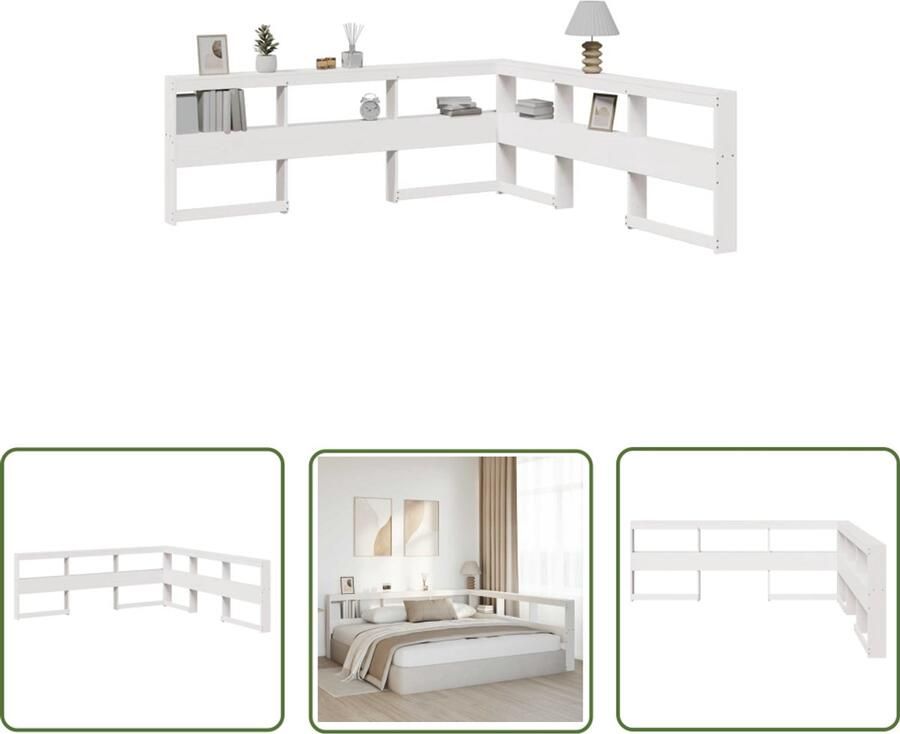 VidaXL Klikmechanisme Draaibare Sleutel Boekenkast Hoofdeinde L-vormig 200 cm massief grenenhout wit Torque Wrench Draai Moment Gereedschapset