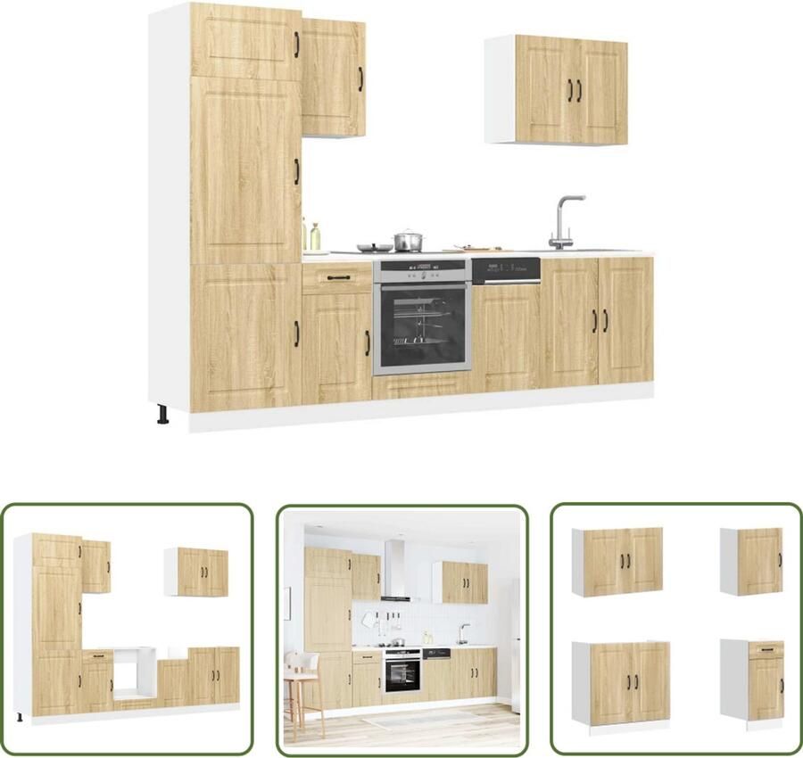 The Living Store 7-delige Keukenkastenset Kalmar bewerkt hout sonoma eikenkleur Keukenkasten Houten Keukenkasten Keukenserie Kalmar Serie Sonoma Eiken