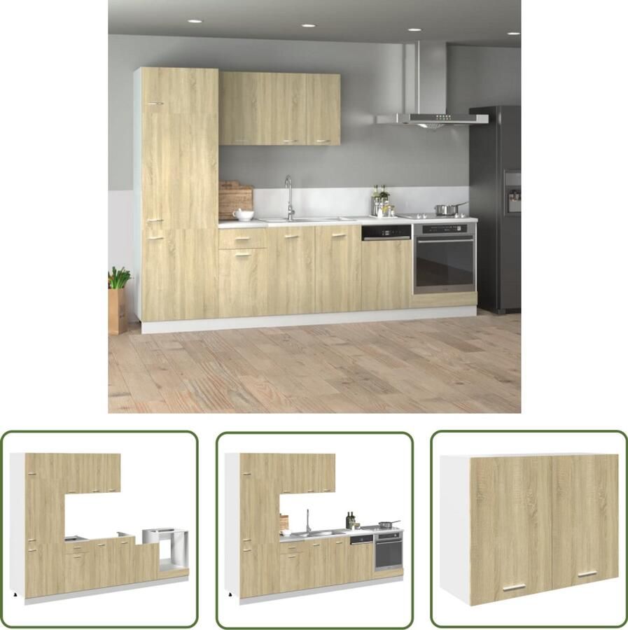 The Living Store 7-delige Keukenkastenset bewerkt hout sonoma eikenkleurig Keuken Kast Houten Keuken Sonoma Eiken Keukenkast Set Opslagruimte Keuken