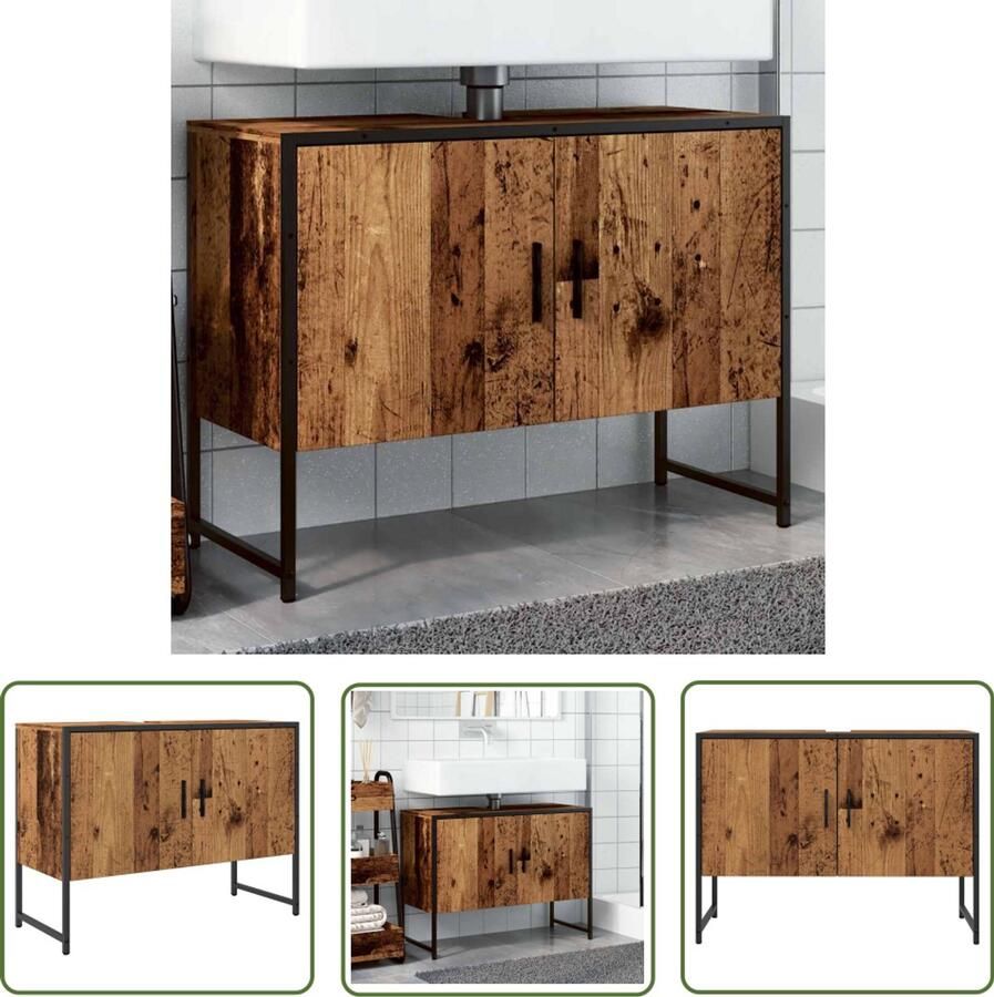 VidaXL Klikmechanisme Dynamische Sleutel Badkamerkast 80x33x60 cm bewerkt hout oud houtkleurig Gereedschapset Draadspanning Torque Wrench