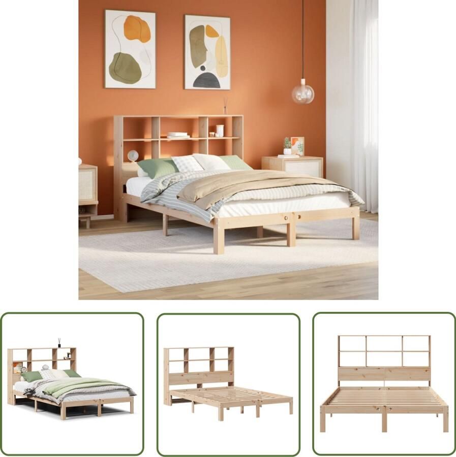 VidaXL Klikmechanisme Dynamische Sleutel Bed met boekenkast zonder matras massief grenenhout 135x190 cm Gereedschapset Draadspanning Torque Wrench