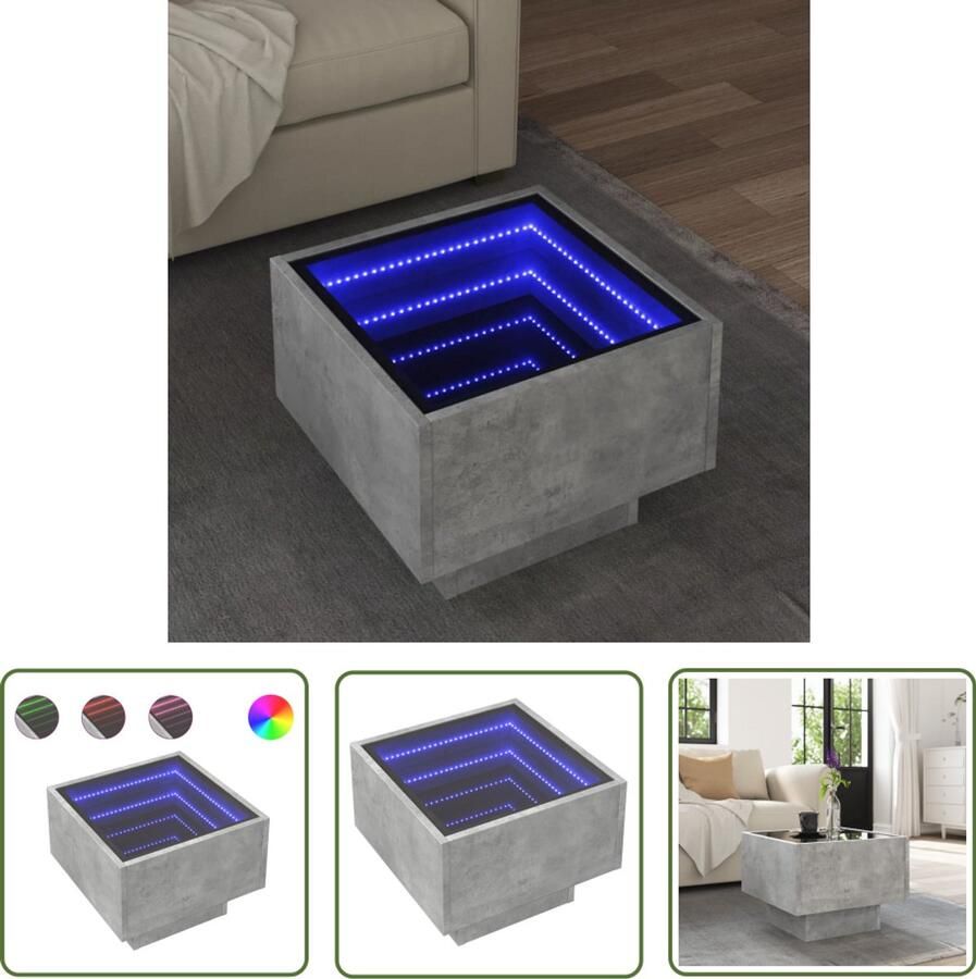 VidaXL Klikmechanisme Dynamische Sleutel Bijzettafel met LED 40x40x30 cm bewerkt hout betongrijs Gereedschapset Monteursgereedschap Krachtmeter