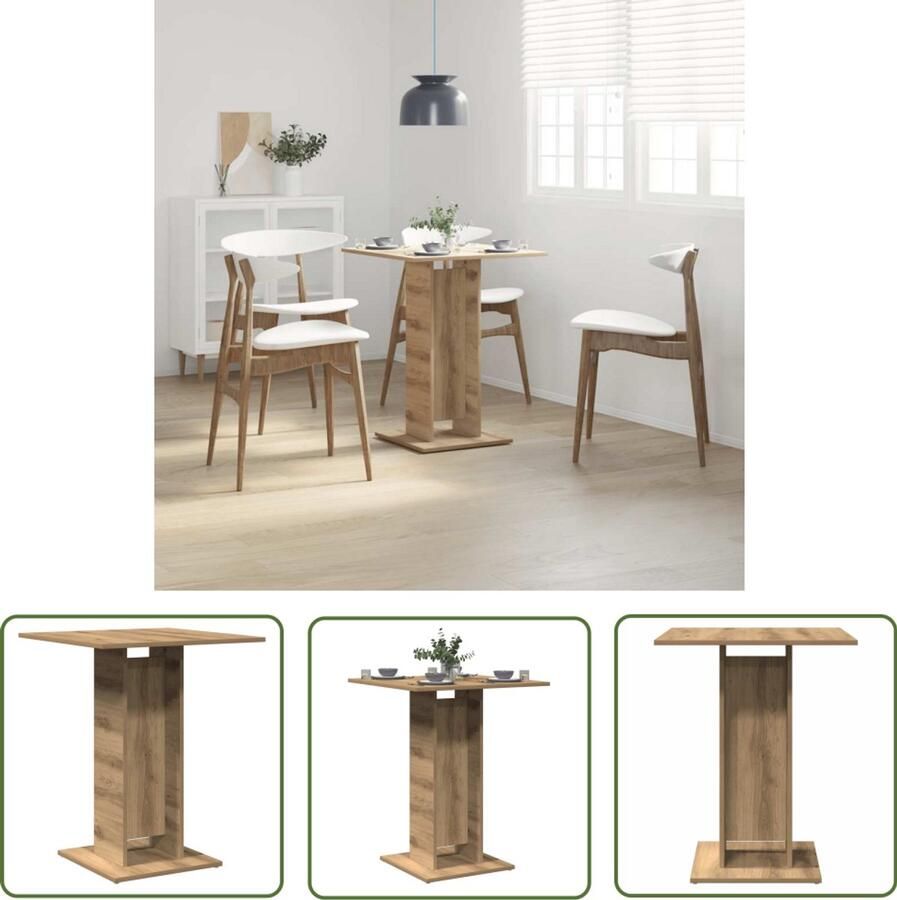 VidaXL Klikmechanisme Dynamische Sleutel Bistrotafel 60x60x75 cm spaanplaat artisanaal eikenkleurig Gereedschapset Draadspanning Torque Wrench