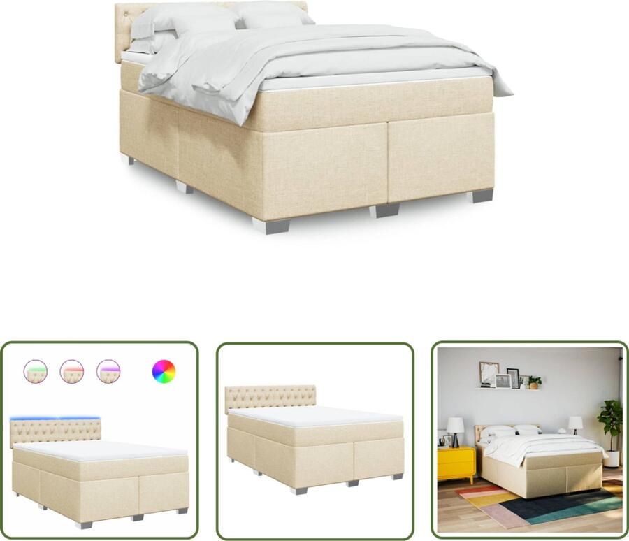VidaXL Klikmechanisme Dynamische Sleutel Boxspring met matras stof crèmekleurig 160x200 cm Drapers Tools Gereedschapset Mechanica