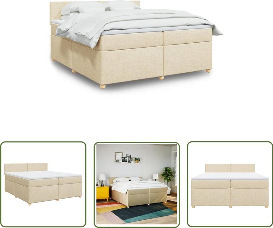 VidaXL Klikmechanisme Dynamische Sleutel Boxspring met matras stof crèmekleurig 200x200 cm Drapers Tools Gereedschapset Torque Wrench