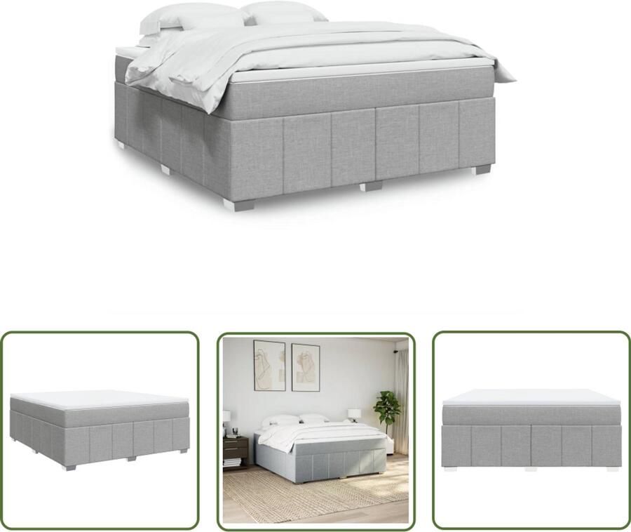 VidaXL Klikmechanisme Dynamische Sleutel Boxspring met matras stof lichtgrijs 180x200 cm Draaibare Kop Torque Wrench Gereedschap Set
