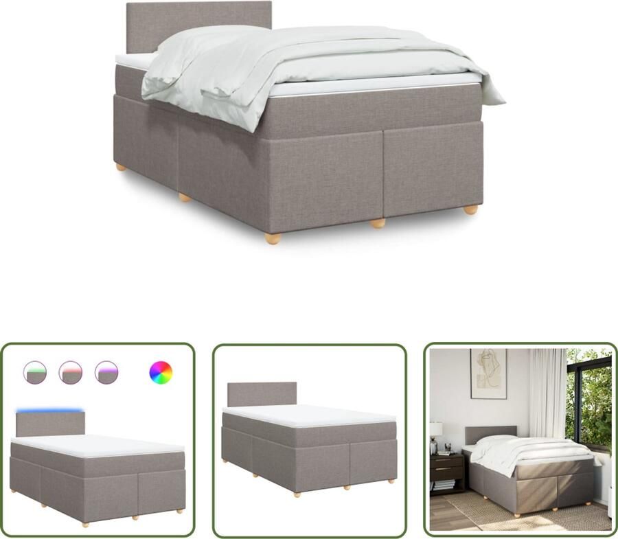 VidaXL Klikmechanisme Dynamische Sleutel Boxspring met matras stof taupe 120x190 cm Drapers Tools Gereedschapset Sleutelsysteem