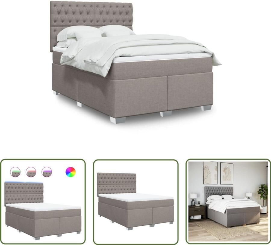 VidaXL Klikmechanisme Dynamische Sleutel Boxspring met matras stof taupe 160x200 cm Drapers Tools Gereedschapset Chromovaandium Staal