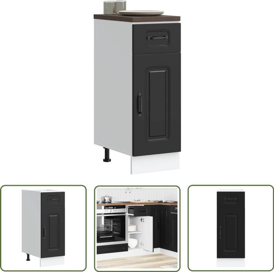 VidaXL Keuken onderkast Kalmar bewerkt hout zwart Dynamische Sleutel Klikmechanisme Gereedschapset Mechanica Handgereedschap