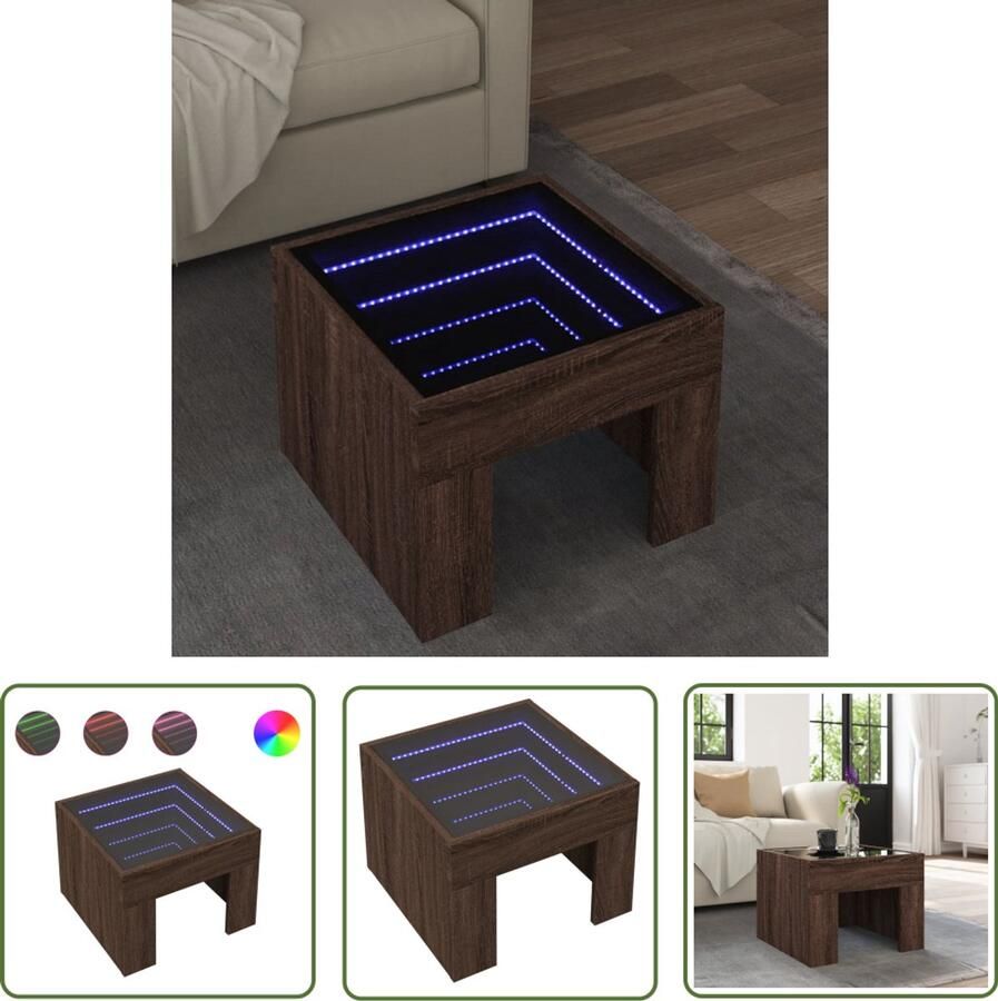 VidaXL Klikmechanisme Dynamische Sleutel Salontafel met Infinity LED 40x40x30 cm bruin eikenkleurig Gereedschapset Monteursgereedschap Torque Wrench