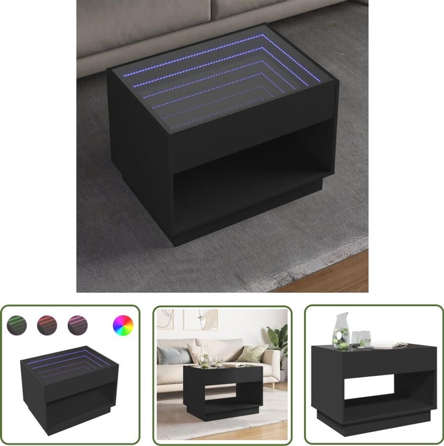 VidaXL Klikmechanisme Dynamische Sleutel Salontafel met Infinity LED 70x50x50 cm zwart Gereedschapset Monteursgereedschap Spanmoment