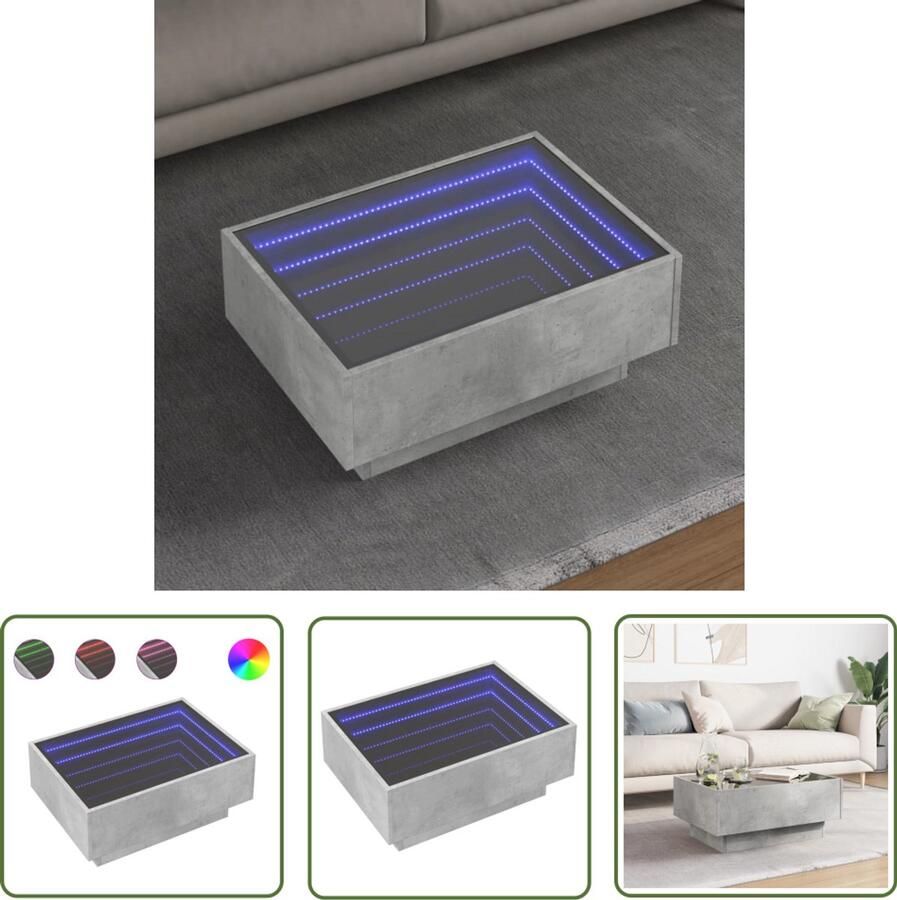 VidaXL Klikmechanisme Dynamische Sleutel Salontafel met LED 70x50x30 cm bewerkt hout betongrijs Gereedschapset Monteursgereedschap Krachtmeter