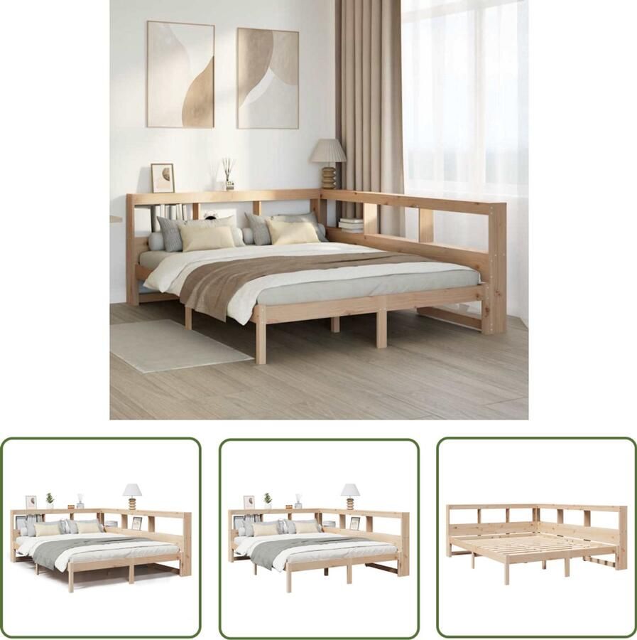 VidaXL Klikmechanisme Dynammometer Sleutel Bed met boekenkast zonder matras massief grenenhout 135x190 cm Drapers Tools Gereedschapset Roterende Kop