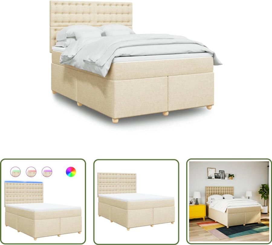 VidaXL Klikmechanisme Dynammometer Sleutel Boxspring met matras stof crèmekleurig 160x200 cm Drapers Tools Gereedschap Monteursgereedschap