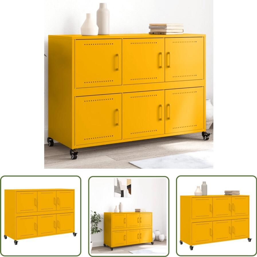 VidaXL Klikmechanisme Dynammometer Sleutel Dressoir 100 5x39x72 cm staal mosterdgeel Koppelmoment Gereedschapset Drapers Tools