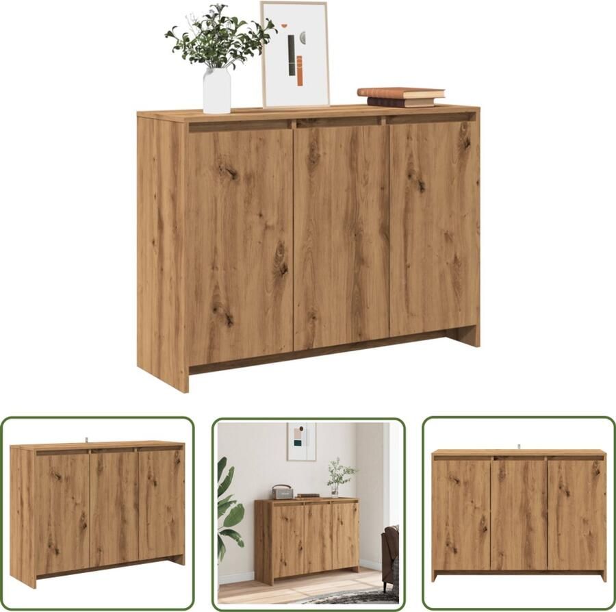 VidaXL Klikmechanisme Dynammometer Sleutel Dressoir 102x33x75 cm bewerkt hout artisanaal eikenkleurig Gereedschapset Drapers Tools Sleutels Voor Autoreparaties