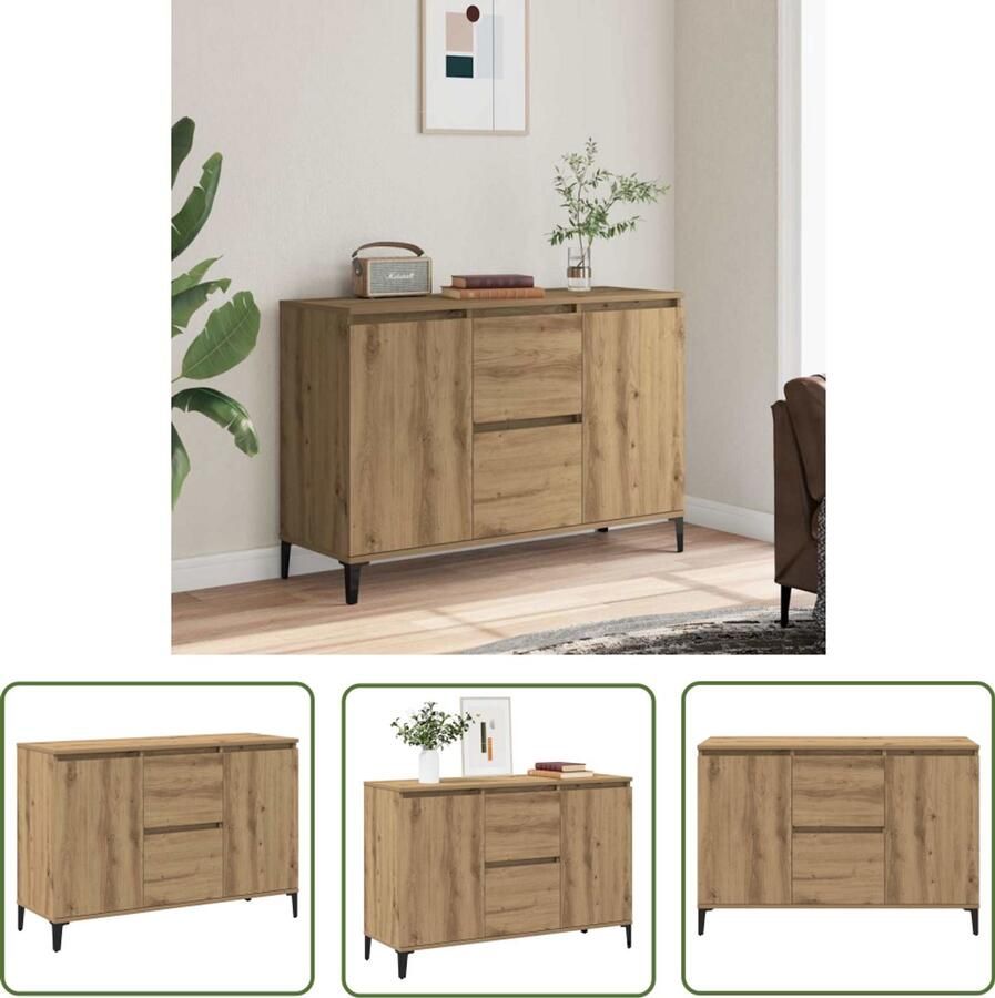 VidaXL Klikmechanisme Dynammometer Sleutel Dressoir 102x35x70 cm bewerkt hout artisanaal eikenkleurig Gereedschapset Handgereedschap Drapers Tools