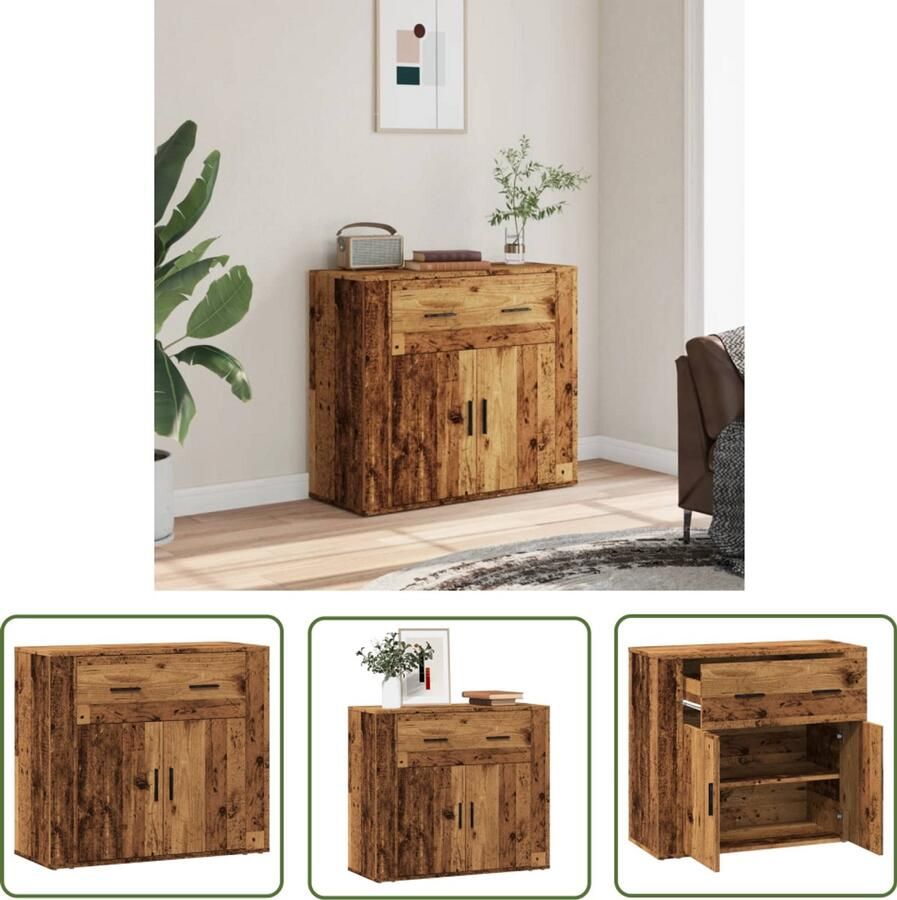 VidaXL Klikmechanisme Dynammometer Sleutel Dressoir 80x33x70 cm bewerkt hout oud houtkleurig Gereedschapset Drapers Tools Torque Wrench