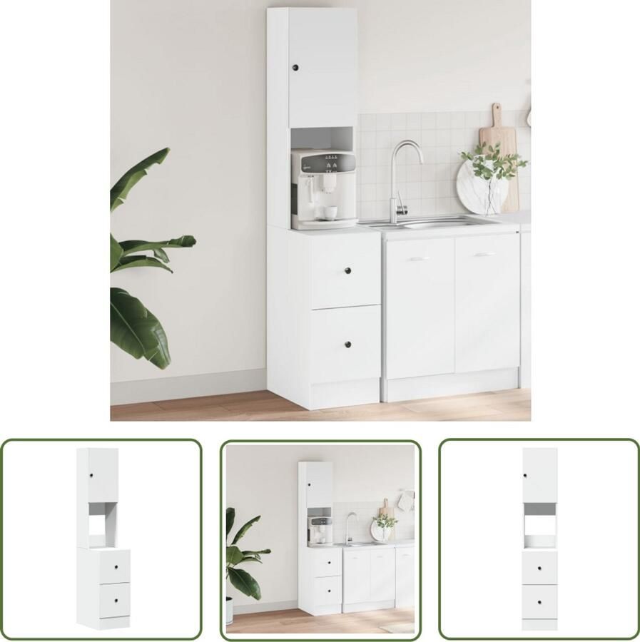 VidaXL Keukenkast 35x50x180 cm bewerkt hout wit Dynammometer Sleutel Klikmechanisme Gereedschapset Handgereedschap Drapers Tools