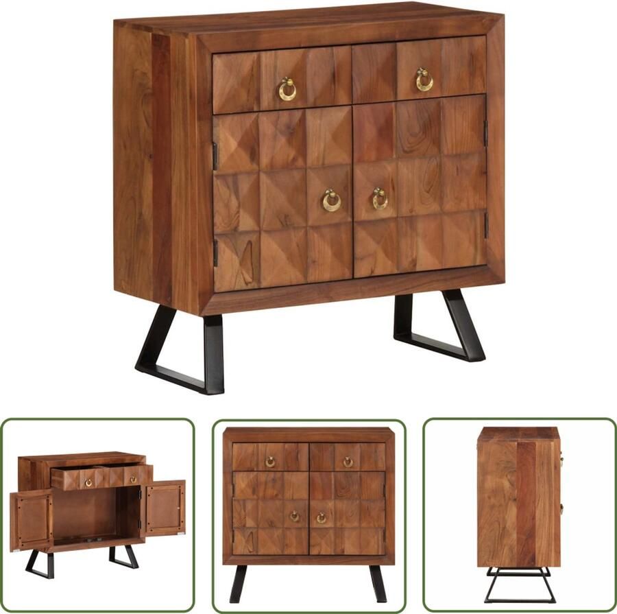 VidaXL Klikmechanisme Dynammometer Sleutel Ladekast 70x35x70 cm massief acaciahout honingbruin Gereedschapset Drapers Tools Torque Wrench